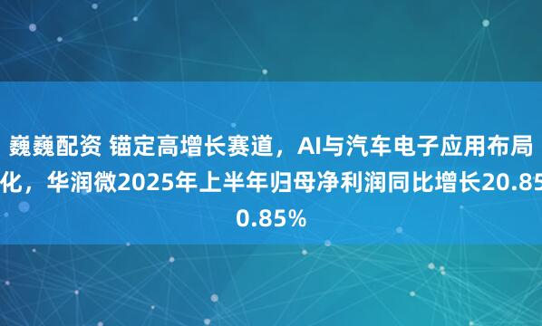 巍巍配资 锚定高增长赛道，AI与汽车电子应用布局深化，华润微2025年上半年归母净利润同比增长20.85%